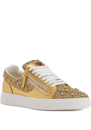 Giuseppe Zanotti embellished zip low-top sneakers - Yellow
