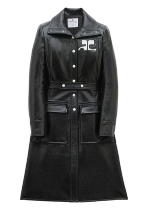 Courrèges logo-patch trench coat - Black