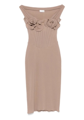 Magda Butrym rose-appliqué corset midi dress - Brown