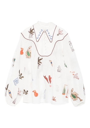 ALEMAIS Mina collar graphic blouse - White