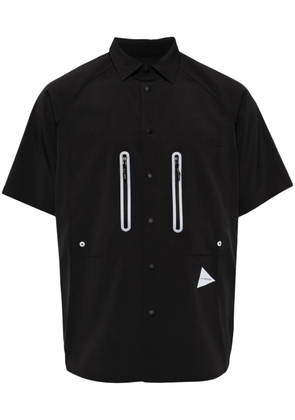 and Wander logo-print panelled shirt - Black