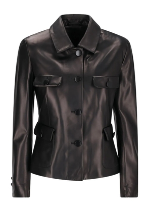 Tagliatore button-fastening flap-pocket leather jacket - Black