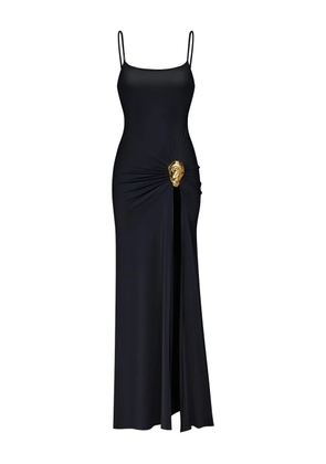 KOROBEYNIKOV oyster-embellished slit maxi dress - Black
