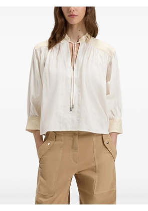 BOSS embroidered cotton blouse - Neutrals