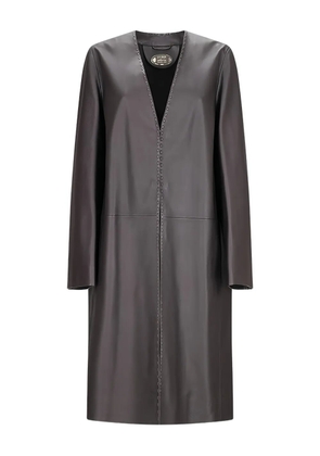 FENDI leather stitched-detail coat - Brown