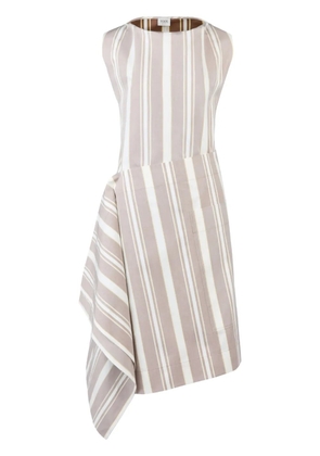 Tod's striped asymmetric shift dress - Neutrals