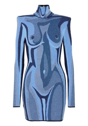 Balmain knitted mini dress - Blue