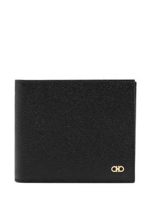 Ferragamo Gancini-plaque grained leather wallet - Black