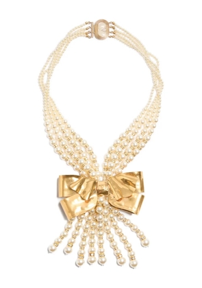 Valentino Garavani bow-pendant pearl necklace - Gold