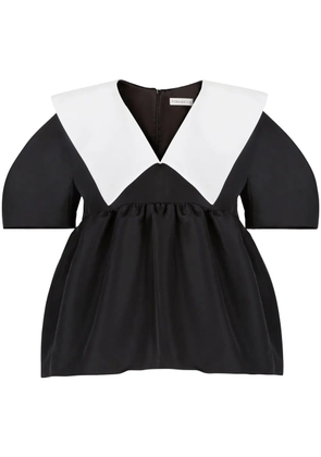 Nina Ricci Taffeta v-neck top - Black
