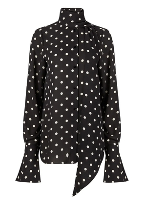 Nina Ricci polka-dot pussy-bow shirt - Black