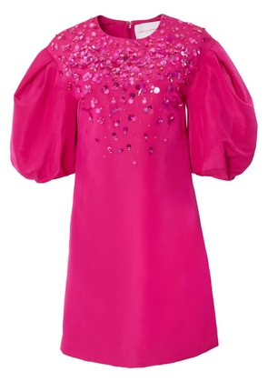 Carolina Herrera sequin-embellished puff-sleeve shift minidress - Pink