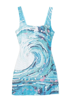STAUD Le Sable tidal-wave sequin mini dress - Blue