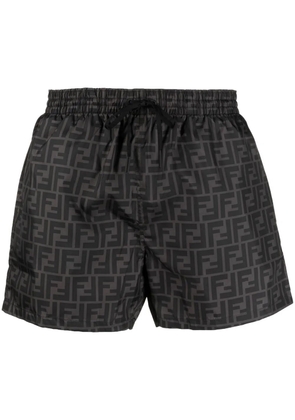 FENDI FF-logo print swim shorts - Black