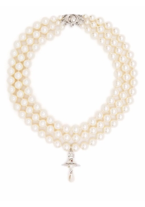 Vivienne Westwood three-row pearl choker necklace - White