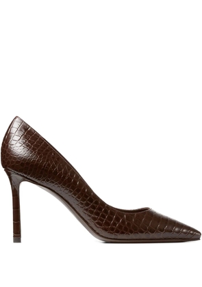 Jimmy Choo 85mm Romy crocodile-effect pointed-toe pumps - Brown