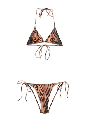 Jean Paul Gaultier tiger-print triangle bikini - Brown