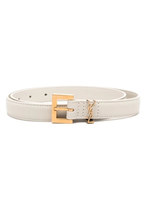 Saint Laurent Cassandre leather belt - White