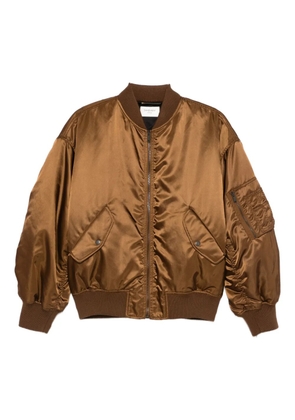 Saint Laurent satin-finish bomber jacket - Brown