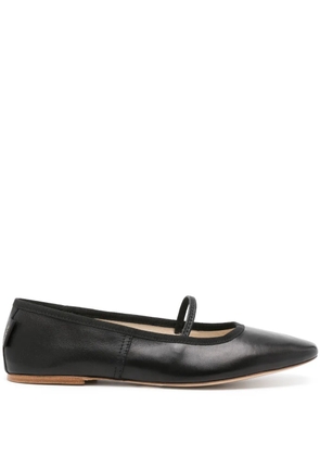 A.P.C. round-toe leather ballerina shoes - Black
