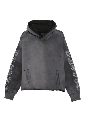 Purple Brand sleeve-graphic distressed hoodie - Grey