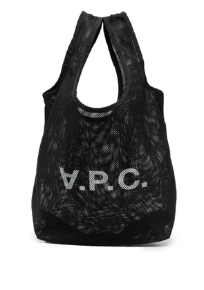 A.P.C. logo-print mesh tote bag - Black