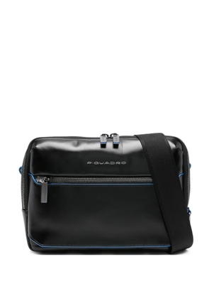 PIQUADRO logo-plaque zip-fastening shoulder bag - Black