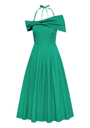 Oscar de la Renta off-shoulder halterneck midi dress - Green
