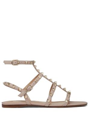 Valentino Garavani Rockstud ankle-strap flat sandals - Neutrals