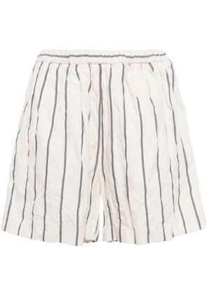 Forme D'expression crinkled striped shorts - White