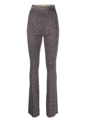GCDS lurex-detailing flared knitted trousers - Purple