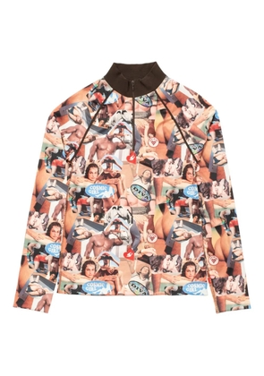 CARNE BOLLENTE printed zip Kinky Cardio top - Neutrals