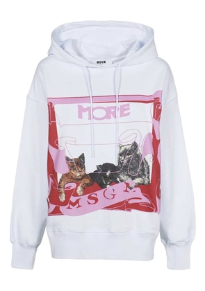 MSGM cat-print cotton hoodie - White