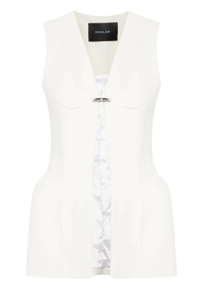 Mugler corseted pierced vest - White
