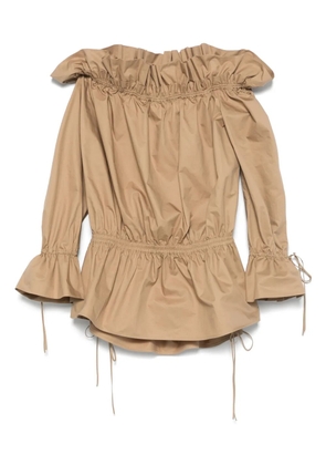 Saint Laurent off-shoulder mini dress - Brown