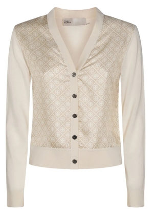 Tory Burch all-over logo cardigan - Neutrals