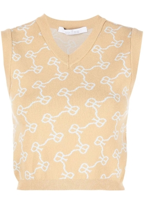 Rokh monogram pattern knitted vest - Neutrals