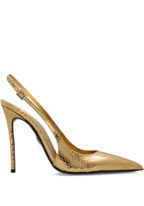 DSQUARED2 metallic snakeskin slingback pumps - Gold