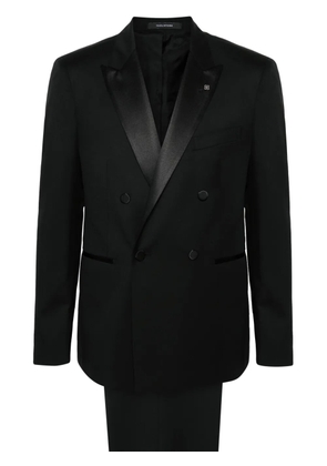 Tagliatore double-breasted virgin-wool suit - Black