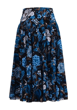 Samantha Sung floral-print pleated midi-skirt - Black