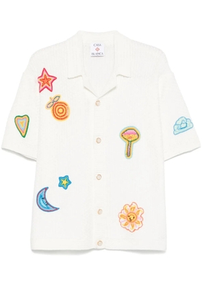 Casablanca patch-detailing crochet shirt - White