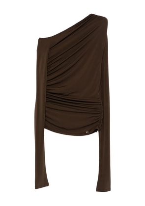 AMIRI one-shoulder ruched top - Brown