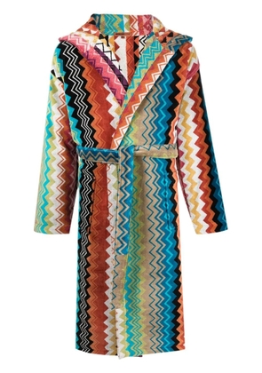 Missoni Home Giacomo belted hooded bathrobe - Blue