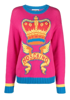 Moschino patterned-intarsia knit logo jumper - Pink