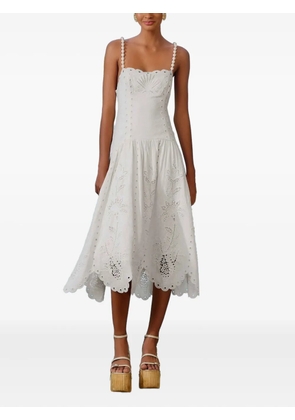 FARM Rio eyelet scalloped midi dress - White