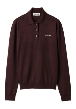 Miu Miu wool long-sleeve polo shirt - Brown
