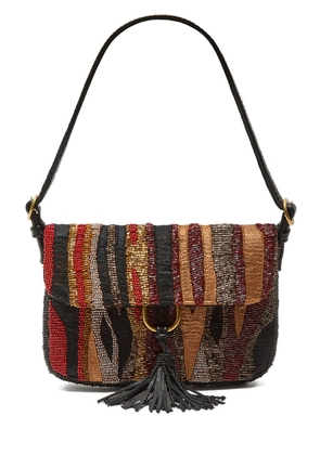 MALIPARMI beaded-embellishment striped shoulder bag - Neutrals