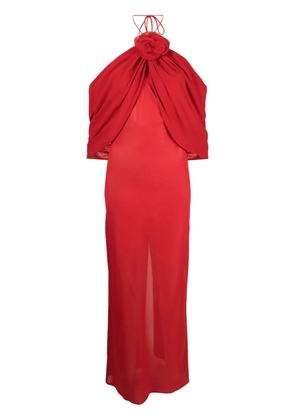 Magda Butrym flower-appliqué silk-blend dress - Red