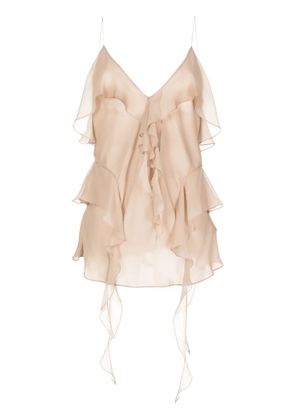 KHAITE draped silk top - Brown