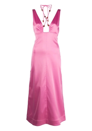GANNI halterneck sleeveless midi dress - Pink